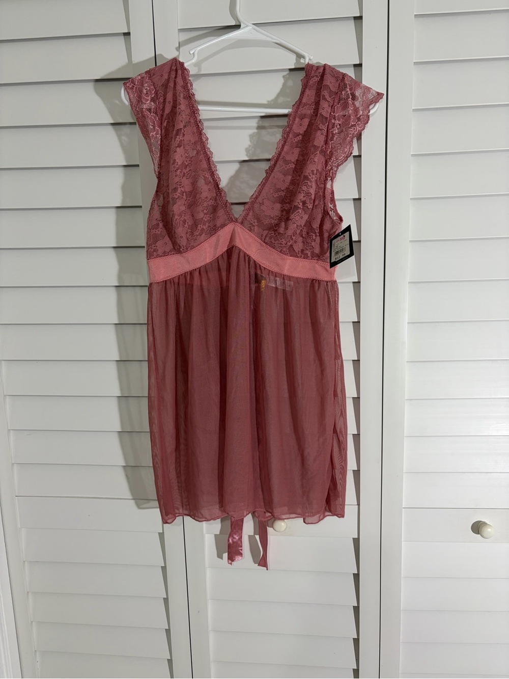Women's Lace & Chiffon Babydoll Nightie - Dusty Rose